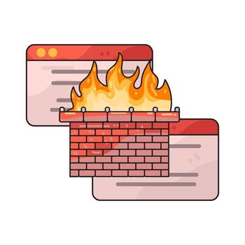 Firewall Security on Web Browser Illustration vector