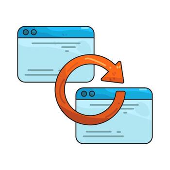 datos sincronización con flecha vector