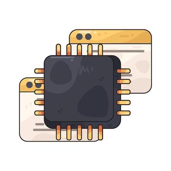 Illustration of Central Processing Unit with Browser Windows vector