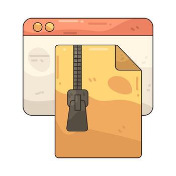Illustration of Zipped File in Browser Window vector