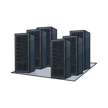 Illustration of Computer Servers in Data Center vector