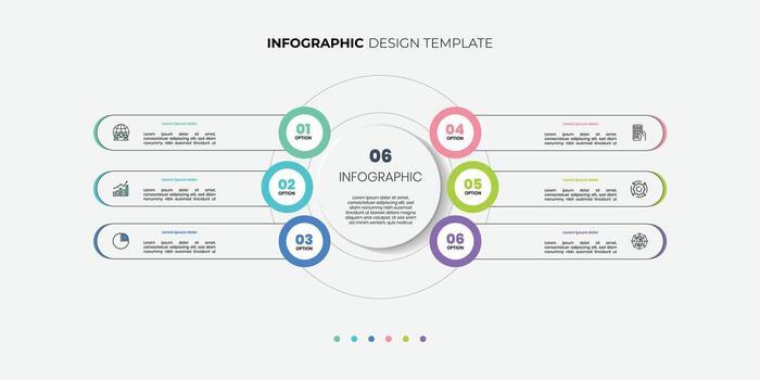 Modern infographic label design with circle infographic template design and 6 options or steps. Can be used for process diagram, presentations, workflow layout, banner, flow chart, illustration vector