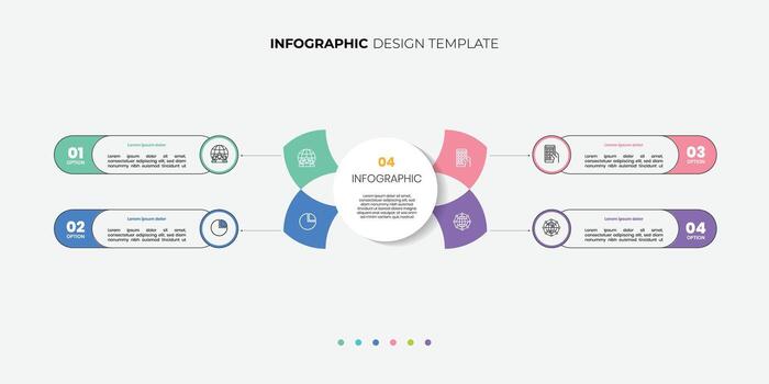 Modern Circle chart infographic template with 4 options for presentations. Infographic 4 Option diagram chart template vector