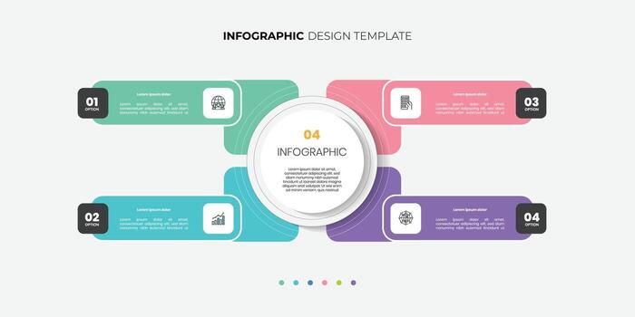 Modern Circle chart infographic template with 4 options for presentations. Infographic 4 diagram chart template for business vector