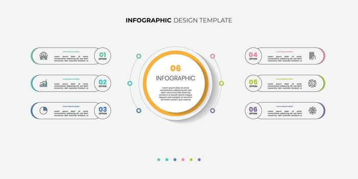Modern Circle chart infographic template with 6 options for presentations. Infographic 6 diagram chart template illustration vector
