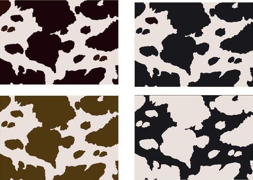 Cow skin pattern showing four different colors variations vector