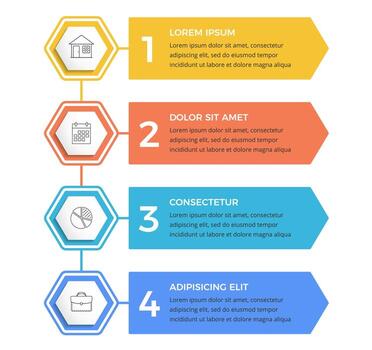 Infographic template with four options or steps with place for icons and text vector