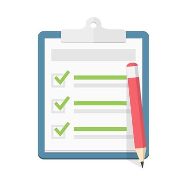 Check list with three check boxes and red pencil vector