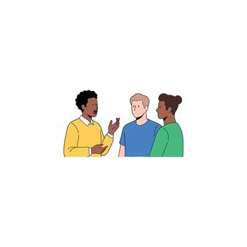 Diverse Group of People in Face-to-Face Conversation Teamwork, Communication, and Advice vector