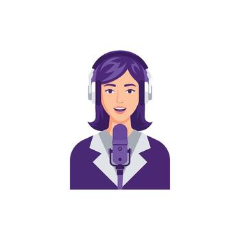 un niña Hablando dentro un micrófono, representando un personas discusión y verbal comunicación. esta diálogo es un hablar para asesoramiento o discurso, parte de un mas grande conversacion vector