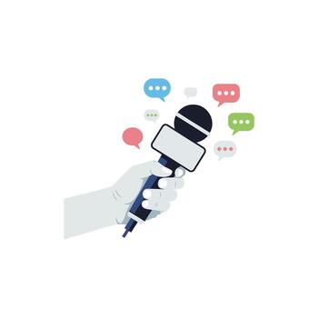 Dynamic Business Communication An Illustration of Effective Public Speaking, Strategic Team Discussion, and Collaborative Announcements for Successful Presentations vector