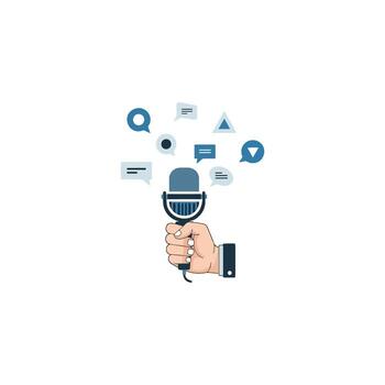 un exitoso negocio habla y equipo presentación requiere profesional comunicación y colaboración, líder a un acuerdo mediante discusión y público Hablando vector