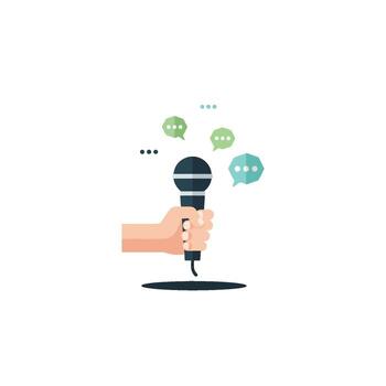 negocio habla y público Hablando a un negocio conferencia a anunciar un nuevo estrategia desde equipo presentación, discusión, y trabajo en equipo planificación vector