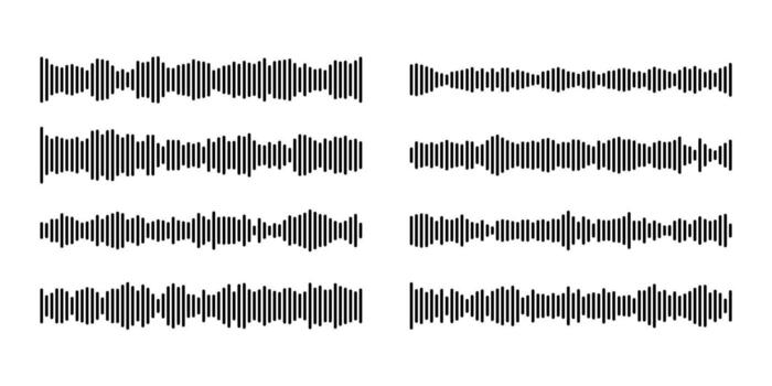 podcast sonido ola patrones con negro vertical barras para audio visualización y grabación interfaz. vector