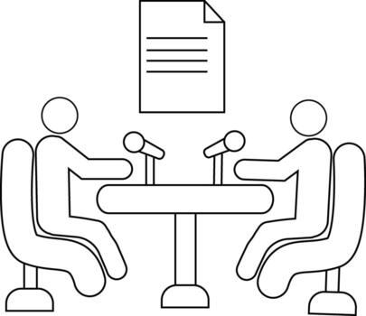 icon of two people doing a podcast and icon of document paper with white background vector