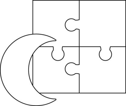 rompecabezas icono y creciente Luna icono con blanco antecedentes vector