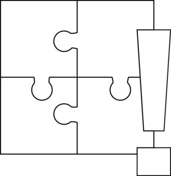 rompecabezas icono y exclamación marca icono con blanco antecedentes vector