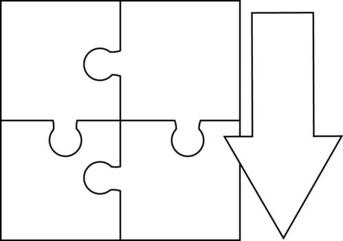 rompecabezas icono y abajo flecha icono con blanco antecedentes vector