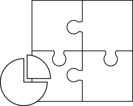 puzzle icon and pie chart icon with white background vector