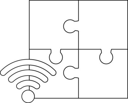 puzzle icon and wifi icon with white background vector