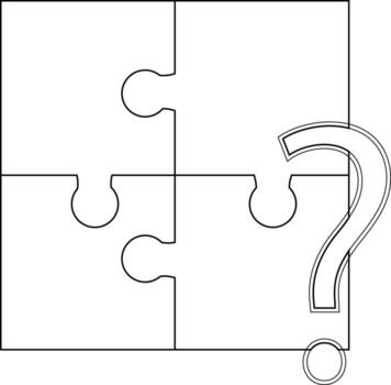 puzzle icon and question mark icon with white background vector