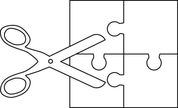 puzzle icon and scissors icon with white background vector