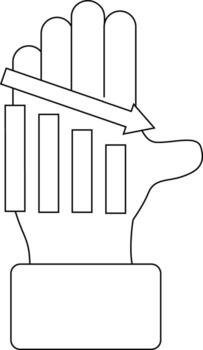 palm icon and graph icon down with black background vector