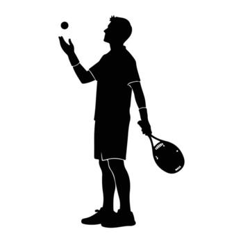 hombre jugando tenis con pelota y raqueta jugador vector