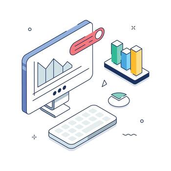Take a look at this amazing isometric illustration of data analysis vector