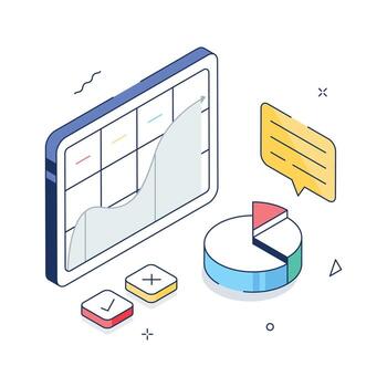 Data analysis illustration showing performance metrics and business insights. vector