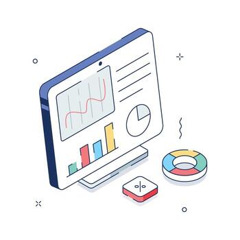 Modern Data Visualization Dashboard Illustration vector