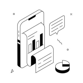 negocio reporte isométrica ilustración demostración gráficos, gráficos, y digital perspectivas.. vector