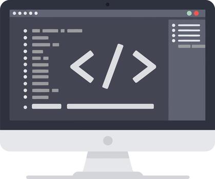 escritorio computadora monitor demostración un software desarrollo ambiente con código. vector