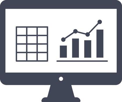 Computer screen displaying financial data and charts for analysis. vector