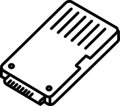 un sencillo línea dibujo de un computadora difícil conducir o sólido estado conducir. vector