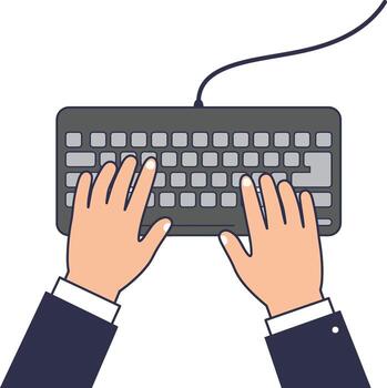 Two hands typing on a keyboard. vector