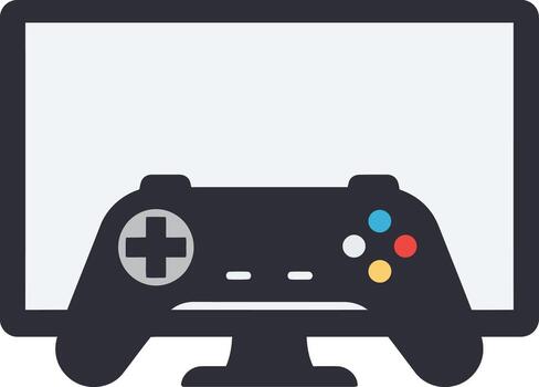 Gaming Console and Controller Displaying Game Interface. vector