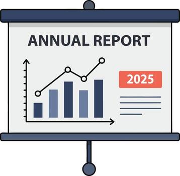 Annual Report Presentation with Growth Chart and Year 2025. vector