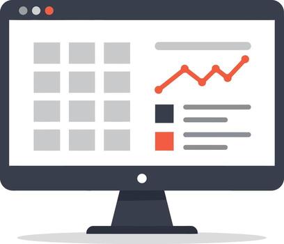 Computer Monitor Displaying Data Analytics and Charts for Business Insights. vector