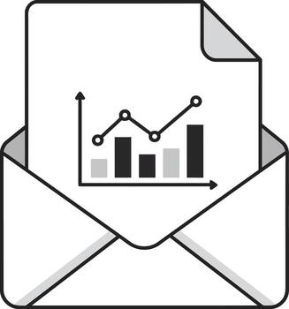 correo electrónico con financiero reporte y crecimiento cuadro. vector