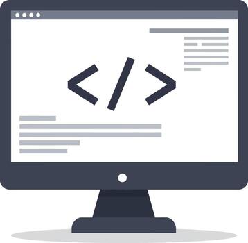 computadora pantalla mostrando código símbolos y texto líneas. vector