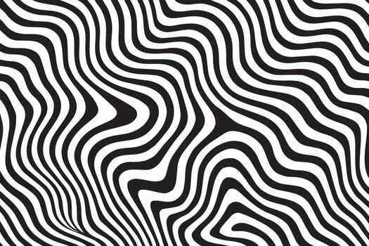 fascinante resumen negro y blanco ondulado líneas creando un dinámica óptico espejismo modelo vector