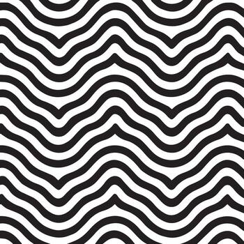 resumen negro y blanco óptico espejismo modelo con repitiendo ondulado líneas creando profundidad y movimiento vector