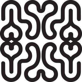 resumen negro y blanco geométrico modelo con enclavamiento curvas y corazón formas vector