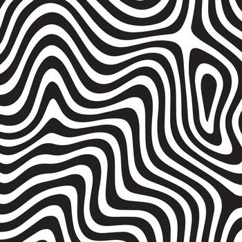 Abstract black and white topographic contour lines creating a mesmerizing optical illusion pattern vector