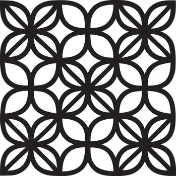 intrincado negro geométrico modelo presentando enclavamiento cuatrifolio formas en un blanco antecedentes vector