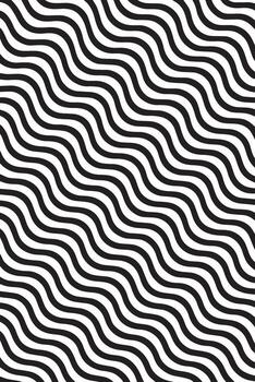 Abstract black and white wavy lines pattern creating a mesmerizing optical illusion of movement vector