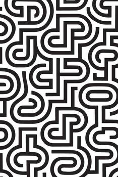 intrincado negro y blanco resumen laberinto modelo con repitiendo geométrico formas y curvas vector