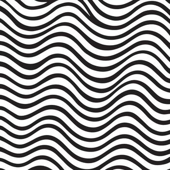 Abstract black and white wavy lines pattern creating a mesmerizing optical illusion effect vector