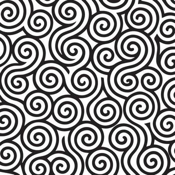 Intricate black and white swirling spiral pattern abstract background texture vector